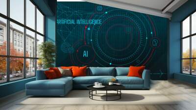 Artificial intelligence computing technology is used to create virtual infographics. Wall mural