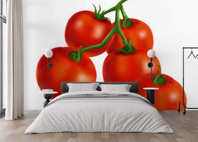 Cherry tomatoes on white background. Vector illustration Wall mural