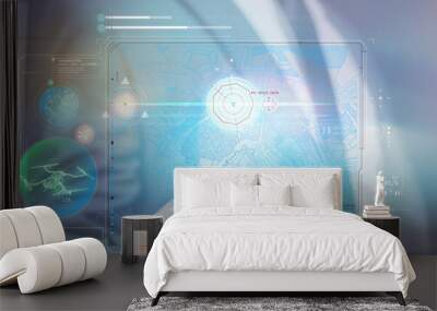 Control the drone on the virtual panel. Wall mural