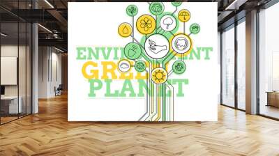 Ecology Infographic. Environment, Green Planet Wall mural