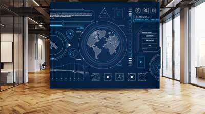 Set of infographic elements about satellite and data input. Wall mural