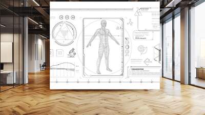 Set of infographic elements about the study of the human genome. Wall mural