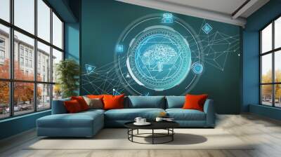 Vector infographics about AI and Chatbot usage. Wall mural