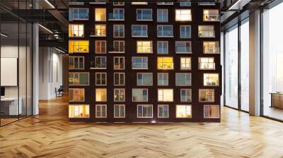 Modern apartment block at dusk Wall mural