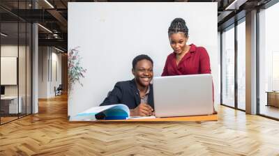 two african employees working together Wall mural