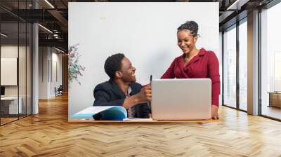 two african employees working together Wall mural