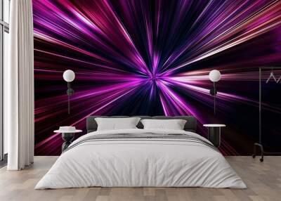 a background of colorful light rays, radiating outwards from an inner center point on a black backdr Wall mural