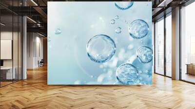 Flowing water bubbles,Water molecule,bubbles, light blue gradient,minimalism Wall mural