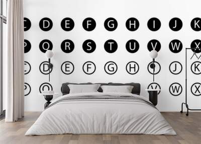 Alphabet icon. Alphabet font in a circle symbol. Vector sign. Wall mural