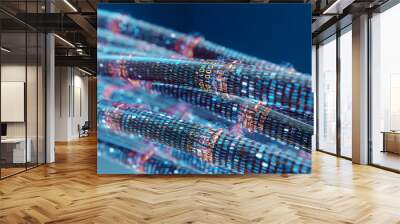 Concept image of cables and connections for data transfer in the digital world.3d rendering. Wall mural