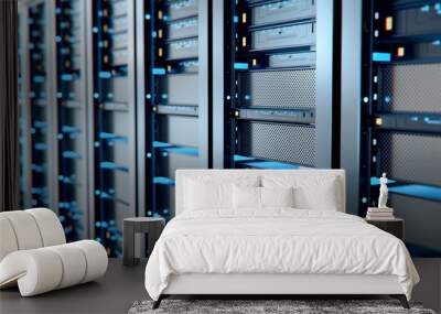 Server room or server computers.3d rendering. Wall mural