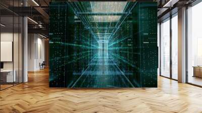 Server room or server computers.3d rendering. Wall mural