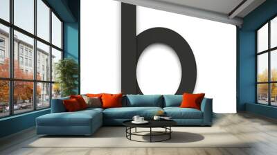 Small letter b made of several black simple geometric shapes lying on top of each other with 3D effect and shadows on white background, 3d rendering Wall mural