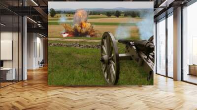 Civil War Cannon with Explosion Wall mural