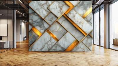 Abstract white marble background with gold accents. Wall mural