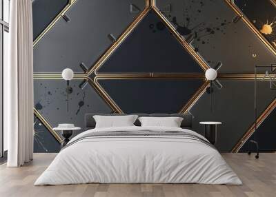 Black & Gold Geometric Panel Wall mural