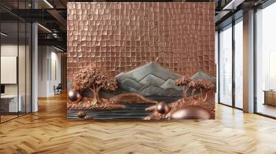 Copper Landscape with Abstract Elements Wall mural