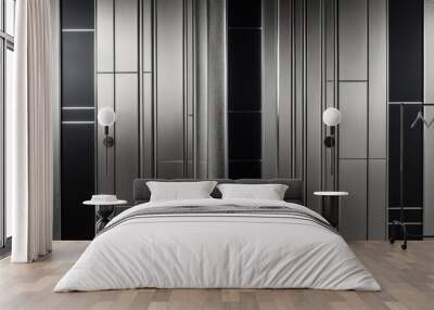 Metal panels with a smooth texture and black tile accents Wall mural