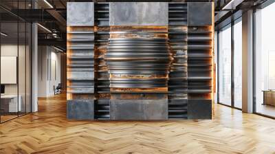 Modern Metal Wall Art with Industrial Design in Rustic Setting Wall mural