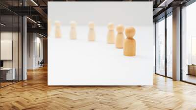 Follow The Leader. Wooden Peg Dolls Leader and Followers. Wall mural