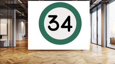 Number on colored circles. Vector illustration  Wall mural