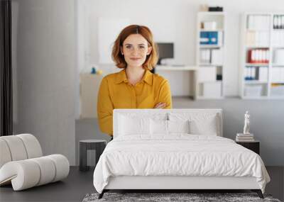 happy relaxed confident young businesswoman Wall mural