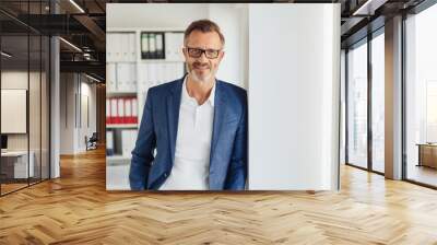 Smart bearded businessman wearing glasses Wall mural