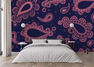 Seamless paisley in muted colors Wall mural