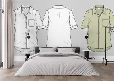 Short sleeve shirt template for men Wall mural