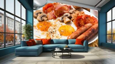 traditional english breakfast, closeup Wall mural