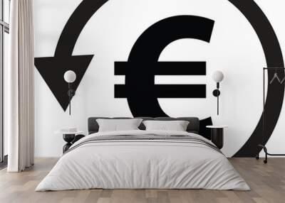 Euro cashback icon isolated on white background . Euro refund icon vector Wall mural