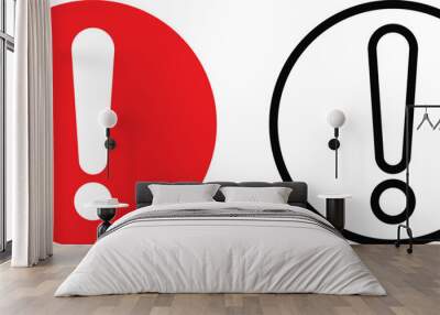 Exclamation mark icon set . Hazard warning symbol. Vector illustration Wall mural