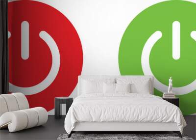 Red and green power buttons . Power switch buttons isolated on white background . Vector illustration Wall mural