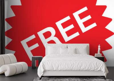 Sale free icon . Free label. Red  
 free badge sticker vector . Free delivery icon Wall mural