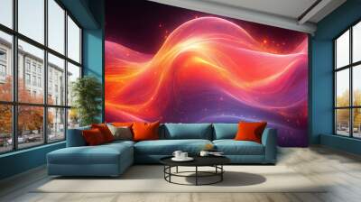 Flowing, wavy lines with a glowing digital effect, suggesting motion and technology in an abstract form. Wall mural