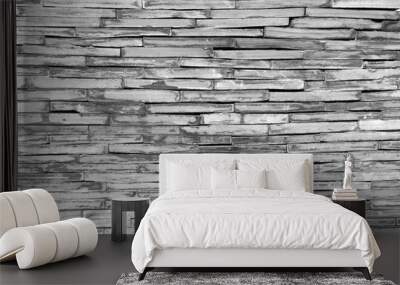 Pattern of decorative grey slate stone wall surface, background, texture Wall mural