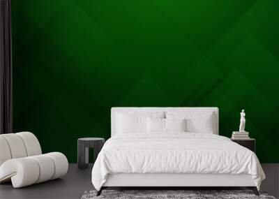 Abstract green square shapes with lines stripe and light on dark green background Wall mural