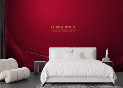 Luxury background with curve red, golden line element and glitter light effect decoration Wall mural