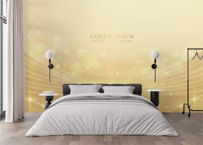 Luxury background with golden lines, sparkle glowing effect and bokeh decoration. Elegant style design concept Wall mural