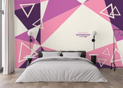 Pink and purple geometric background. Abstract triangle shapes with lines stripe composition. Vector illustration Wall mural