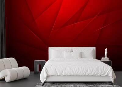 Red abstract background with triangle, lines stripe and light composition. Modern polygonal design concept Wall mural