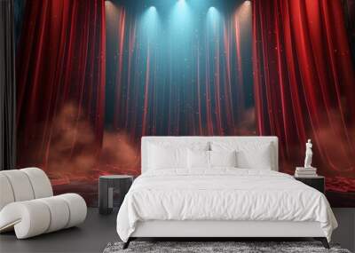 Magic theater stage red curtains show  Wall mural