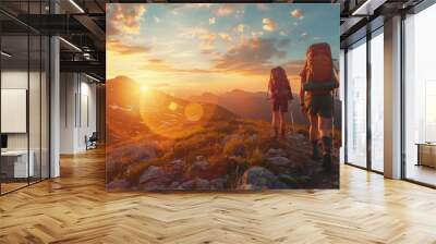 Mountain travel hike people adventure man summer journey Wall mural