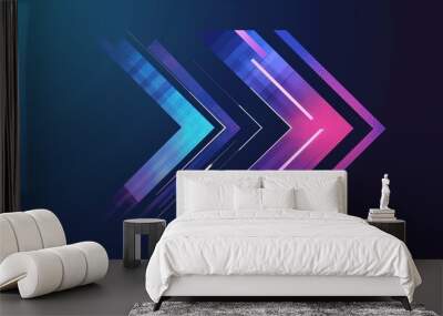 Right Arrow Logo. Light Blue and Purple Gradient Geometric Wall mural