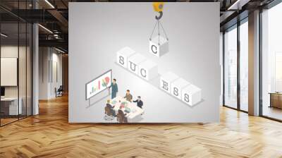 Success crossword and businessman meeting. The alphabet c is hol Wall mural