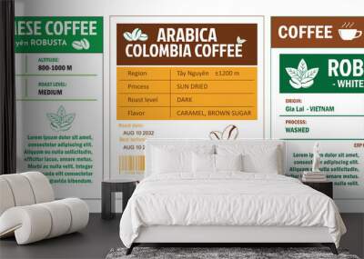 Vietnamese Coffee Labels template simple flat style in cmyk mode with two tone color. Wall mural