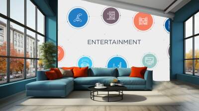 entertainment 10 stroke points round design. gambling, game console, game controller, game machine round concept icons.. Wall mural