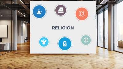 religion 10 points circle design. abrahamic, agnosticism, angel, anglican round concept icons.. Wall mural