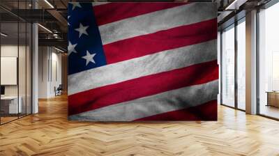 Horizontal banner with an image of a waving USA flag Wall mural