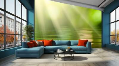 image of a water surface illuminated by rays of light Wall mural